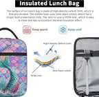 Mermaid Tail Scales Insulated Lunch Bag for Women & Men, Reusable Leak-Proof Lunch Box with Cooler Compartment, Lunch Tote for Adults Work Travel Picnic Durable & Washable