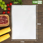 [2025 Upgraded] Moretoes 100pcs Vacuum Sealer Bags, Food Saver Bags Gallon 11" x 16", BPA Free, Pre-cut Commercial Grade Vac Bags for Food Storage, Meal Prep or Sous Vide