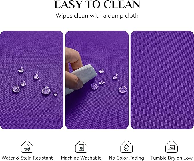 Softalker Rectangle Tablecloth, Waterproof & Stain Resistant Square Table Cloths Wrinkle Free Fabric Washable 210GSM Polyester Table Cover for Spring/Party/Outdoor - 54 x 54 inch,Purple