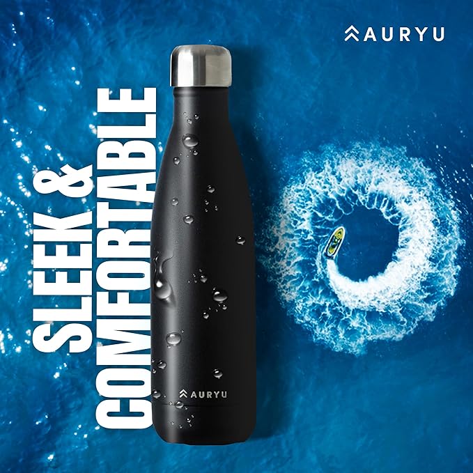 Best in Class Triple-Walled Insulated Stainless Steel Water Bottle, Keeps your Drinks Cold for up to 24 Hours and Hot for up to 12 Hours, Leak Proof, Make a Difference in the World, Black, 17oz