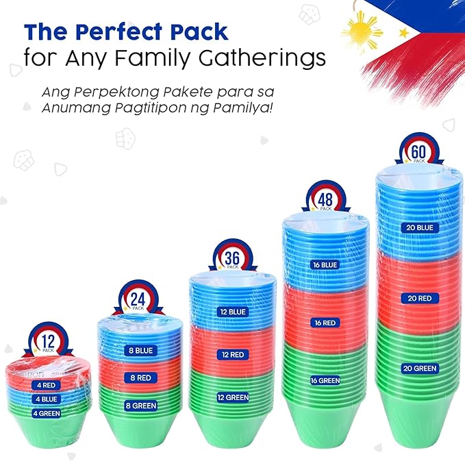 Small 48 Pcs Puto Molder Filipino (2.2" x 1") - Kutsinta Molder for Baking - Puto Mold Cups for Steamer - Filipino Plastic Molds for Desserts in Assorted Colors