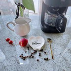 Heart-shaped Coffee Spoon Rest, Mini Coffee Spoon Holder, Coffee Stirrers, Teaspoon, Bar Spoon Rest, Coffee Bar Accessories (Ture white+Gold Spoon)