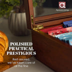 Tea Box - Luxury Wooden Tea Bag Organizer from The Apace Premier Collection - 8 Compartment Tea Storage Chest Container - Elegantly Handmade w/Scratch Resistant Window