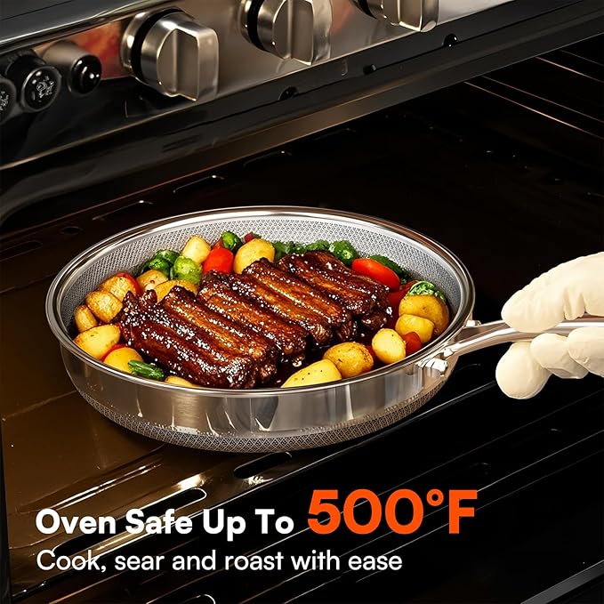 17-Piece 5 Ply Stainless Steel Cookware Set with Lids, Pots and Pans Set Non Stick, Non-Toxic, for Induction, Oven, Dishwasher Safe, RV Essentials, Kitchen Appliances