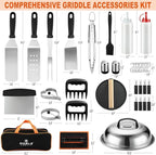 38PCS Griddle Accessories Kit, Professional Grill Tools Set for Outdoor Barbecue, Stainless Steel Griddle Spatula Set with Tongs, Smash Burger Press, Carry Bag, Perfect Grilling Gifts