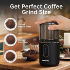 DmofwHi Cordless Coffee Grinder Electric, USB Rechargeable Coffee Bean Grinder with 304 Stainless Steel Blade and Removable Bowl-Black