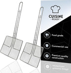 Wire Mesh Strainer with Long Handle | 2-Pack | 6.5" Square Frying Spoon | Stainless Steel | Cooking Oil Strainer for Deep Fryer & Professional Restaurant Use | Commercial Grease Skimmer