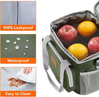 Lifewit Medium Lunch Bag Insulated Lunch Box Soft Cooler Cooling Tote for Adult Men Women, Gray and Green 12-Can (9L)