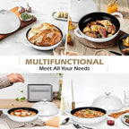 Bread Oven for Sourdough (5.5 QT), Joyfair Enamaled Cast Iron Bread Dutch Oven with Lid, Sourdough Bread Baking Pan, Heavy Duty Dual Handles, Non-Stick & Even Cooking, Oven-safe up to 500°F, White