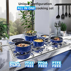 Deluxe DUXANO 14PC Healthy Pots and Pan With 9H Anti-scratch Coating, 2-Layer Non-Stick Ceramic&PFAS Free, Sensitively&Evenly Induction Cooking, Enhanced Flavor with Infrared Cookware, Dishwasher Safe