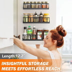 Spice Rack Wall Mounted 3 Pack, Space-Saving Spice Organizer for Spice Jars and Seasonings,Screw or Adhesive Hanging Spice Rack Organizer for Your Kitchen Cabinet,or Pantry Door