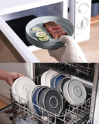 famiware Star 7.5" Pasta Bowls Set, Salad Bowl Set of 6, Double Reactive Glaze, Stackable, Perfect for Your Friend for Housewarming, Thanksgiving, Christmas, Smoky Blue