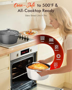 Nuwave 6QT Healthy Enameled Cast Iron Dutch Oven Pot with Lid, Heavy Duty 7-Layer Enamel, Enhanced Rust Protection, Dual Handles, Oven Safe to 500°F for Sourdough Bread Baking, Braise, Stew, Roast