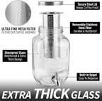 Zulay Kitchen 1 Gallon Cold Brew Coffee Maker - Large Iced Tea & Cold Brew Pitcher with Extra-Thick Glass & Stainless Steel Infuser - Cold Brew Coffee Maker with Airtight Lid & Spout (Silver)