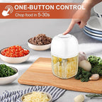 450ML Electric Garlic Chopper, Mini Portable Food Processor, Garlic Grinder Masher for Onion, Ginger, Chili, Fruit, Vegetable, Meat