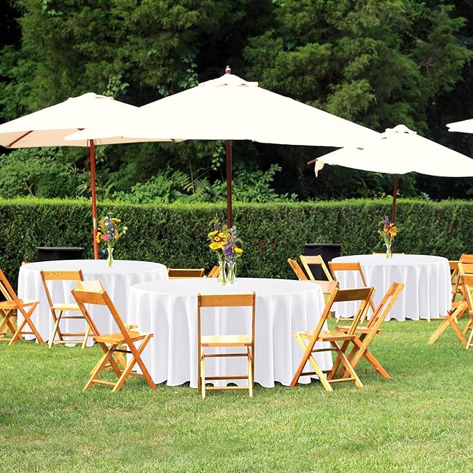 sancua White Round Tablecloths 120 Inch, 6 Pack - Circle Fabric Cloth Table Cloths for Wedding Party Banquet Birthday, Washable Polyester Table Cover (Fit 30-72 Inch Tables)