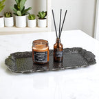 Alisveristime Small Ornate Metal Serving Tray – Ottoman Motif Decorative Tray (14.2" x 7.1", 10.8 oz) (Black)