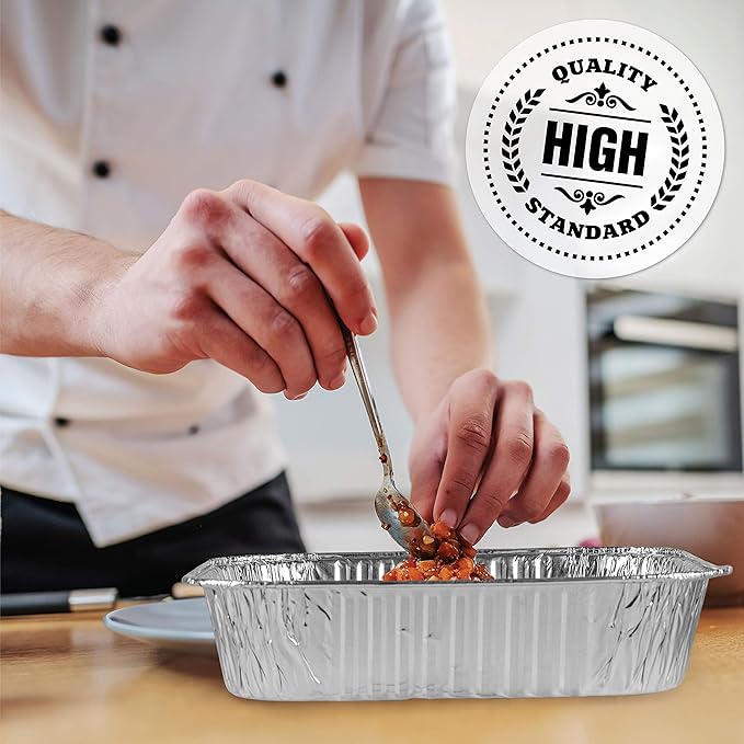 PLASTICPRO Disposable 8'' X 8'' X 2'' Inch Square Aluminum Tin Foil Baking Pans Bakeware - Cookware Perfect for Baking Cakes, Breads, Brownies, Bread, Meatloaf, Lasagna, Pack of 50