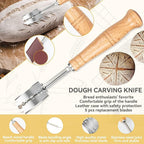 Danish Dough Whisk - Bread Making Tool Set of 3 Pieces, Kitchen Bench Scraper, Sourdough Lame with 5 Pc Blades, Dough Scoring Tool Essential Kit for Making Bread, Sourdough, Pizza, Hamburger, Pastries