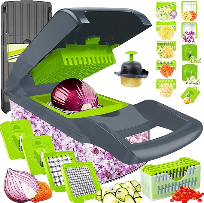Pro-Series 20-in-1 Mandoline Slicer & Spiralizer, Veggie Chopper with Container, Home Essential Kitchen Gadget