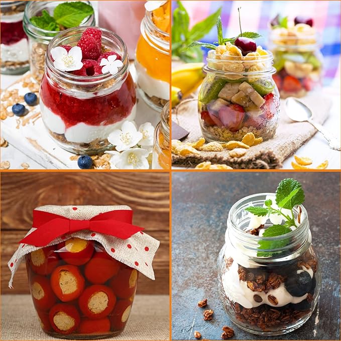 DHSBTLS Glass Regular Mouth Mason Jars, 24 Pack 10 oz Glass Canning Jars with Silver Aluminum Lids and Bands, Airtight Jars for Food Storage, Canning, Overnight Oats, Fermenting, Pickling, Decor