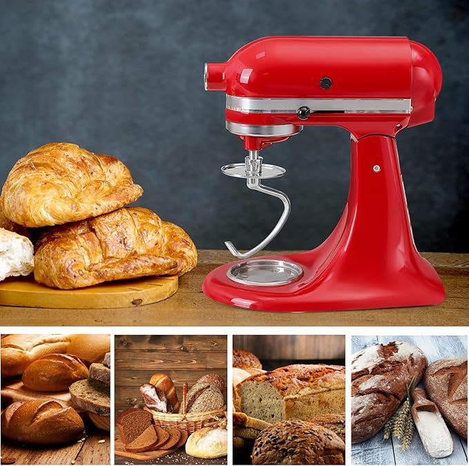 Stainless Steel Dough Hook for KitchenAid 4.5-5 Quart Tilt-Head Stand Mixers, Dishwasher Safe Metal Kneading Bread Hook Attachment for Kitchen Aid