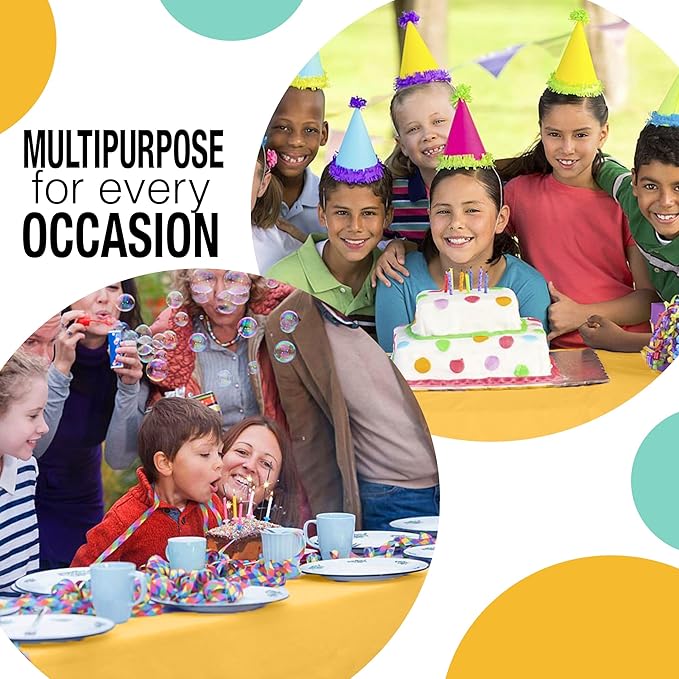 Exquisite Party Solids 54 Inch X 100 Feet Yellow Plastic Table Cover Roll in A Cut - to - Size Box with Convenient Slide Cutter. Cuts Up to 12 Rectangle 8 Feet Plastic Disposable Tablecloths