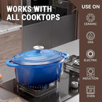 Oval Dutch Oven for Bread Baking, 4.5 Quart Non Stick Enameled Cast Iron Dutch Oven Pot with Lid, Oven Safe Oval Casserole with Lid up to 500°F for Baking, Braising, Stews, Roasting (Blue)