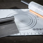 White Marble Rolling Pin with Stainless Steel Handles Baking Set - Silicone Baking Mat, Bench Scraper, Wooden Base