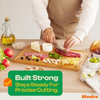 Riveira Brown Bamboo Wood Cutting Board – Gourmet Bamboo Grandeur: 18 x 12 Wooden Cutting Board – Wooden Cutting Boards For Kitchen Decorative – Innovative Juice Grooves Wooden Chopping Board