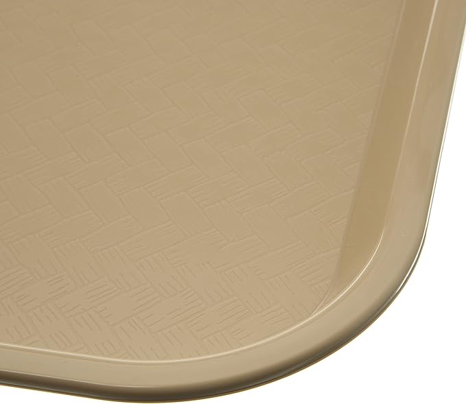 Carlisle FoodService Products Fast Food Cafeteria Tray 14" x 18", Durable Polypropylene with Slip-Resistant Surface, Stackable for Cafes and Schools, BPA-Free, Beige