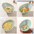 Bamboo Fiber Salad Bowls, 4 Packs Serving Bowls Blue Green, Compostable 33 Ounce Elegant Angled Bowls for Salad, Pasta, Soup, Prep, Ideal for Home and Restaurant(Blue Green, 9.5Inch)