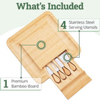 Charcuterie Board Gift Set, Bamboo Cheese Board With Cutlery, Includes Stainless Steel Serving Utensils, Cheese Platter and Serving Tray, Suitable for Wedding, Gift for Couples, and Housewarming Gifts