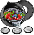 Colanders, 4-1 Colander with Mixing Bowls Set, Strainers for Kitchen, Food Strainers with Grater, Kitchen Gadgets Strainer Basket for Draining Pasta, Vegetable, Fruit & Veggie Washerl,Black