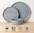 AmorArc Ceramic Dinnerware Set for 6 | Speckled Stoneware Plates and Bowls with Rustic Terracotta Underside| Scratch Resistant,Dishwasher & Microwave Safe Dishes Sets- 18pcs Gray