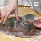 Cookie Cutters Set, 7 Pc. Kit, Measuring 1'', 1.5'', 2'', 2.5'', 3'', 3.5'', and 4'', Round Metal Baking Rings for Pastry, Biscuits, and Dough Cutting, Heavy Duty and Reusable, Multiple Sizes