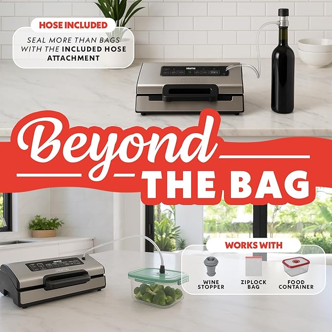 Premium Vacuum Sealer Machine for Food Storage – Dual Pressure Modes, Wet/Dry Sealing, Built-in Cutter & Bag Storage, Canister & Marinate Functions, Pulse Vacuum Control – Stainless Steel