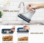 Flip-Lock Airtight Food Storage Containers 6-PC (0.6 Qt*2+1.6 Qt*3+3.4 Qt),Leakproof Ring Seal Top,Anti-Slip Pantry Canister for Flour Sugar,Coffee,Dog Food Treat,Rectangle Black