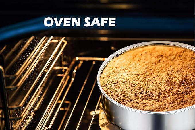 Leonyo 9Inch Round Cake Pans Set of 3, Stainless Steel Circle Layer Cake Pans Set for Baking, Metal Round Baking Tins for Wedding Party, Dishwasher Oven Safe