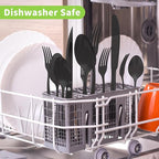 24-Piece Black Silverware Set with Steak Knives, Stainless Steel Flatware Cutlery Set for 4, Spoons Forks and Knives Sets, Mirror Finished Utensil Sets Dishwasher Safe for Home Restaurant