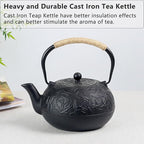 60.9oz YJX Cast Iron Teapot, Japanese Tetsubin Tea Kettle for Stovetop Safe, Cast Iron Tea Pot with Infuser for Loose Leaf, Black Kettle Teapot, Good Gift For Tea Lovers(1800ml)