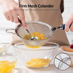 18/8 Stainless Steel Mesh Strainer: U-Taste 5.5 Inch Kitchen Fine Mesh Sieve Food Colander with Riveted Sturdy Silicone Handle and 30 Mesh Hole for Straining Flour, Pasta, Fruit, Quinoa(Midnight Blue)