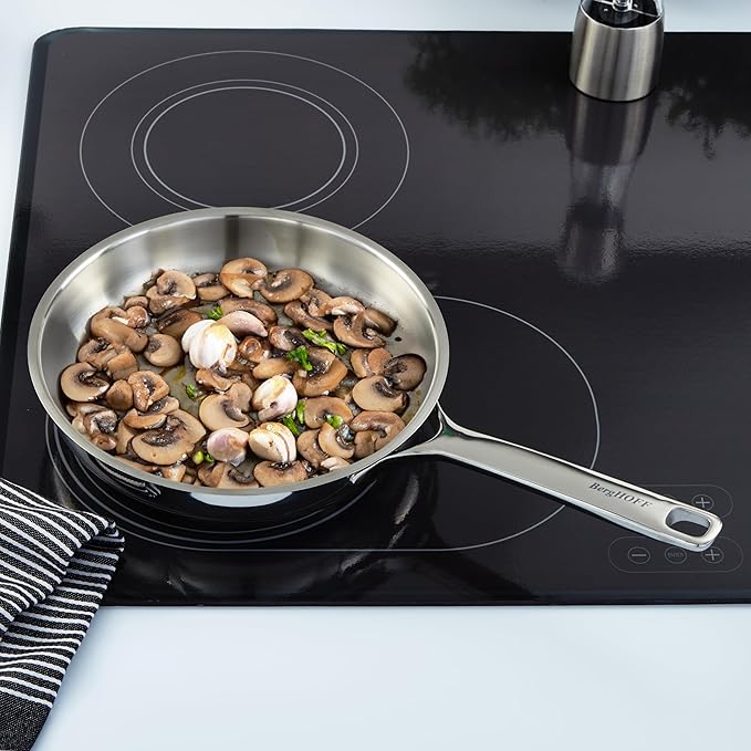 BergHOFF Helix 5Pc Cookware Set With Glass Lids Recycled 18/10 Stainless Steel Induction Pots and Pans Scratch-resistant Oven Safe