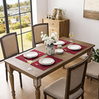 Romanstile Cloth Placemats Set of 6-12 x 18 Inch, Heat Resistant Double Layered Thickened Burlap Christmas Place Mats, Washable Faux Linen Farmhouse Table Mats for Kitchen/Dining/Party/Outdoor, Red