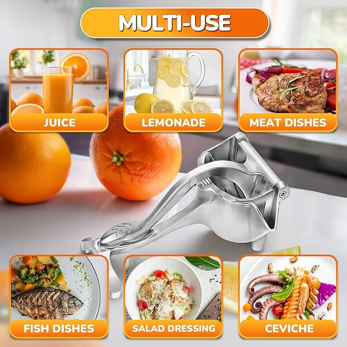 Aluminum Alloy Fresh Fruit Juice Extractor - Juice Squeezer Handheld, Ergonomic Grip, Easy to Use, 9.8" Length Hand Juicer Squeezer with 0.6L Capacity, Efficient Extraction of Citrus, and Other Fruits