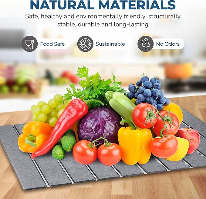 Premium Stone Dish Drying Mat – Large Foldable Kitchen Counter Mat, Super Absorbent Diatomaceous Earth with Coasters, Brush & Anti-Slip Pad – Fast Drying, Dark Gray