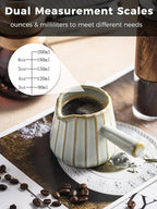 Espresso Cups, Ceramic Espresso Measuring Cup with Handle, Expresso Shots Cups with Scale, Espresso Accessories, 200ML /6 OZ, Light Green