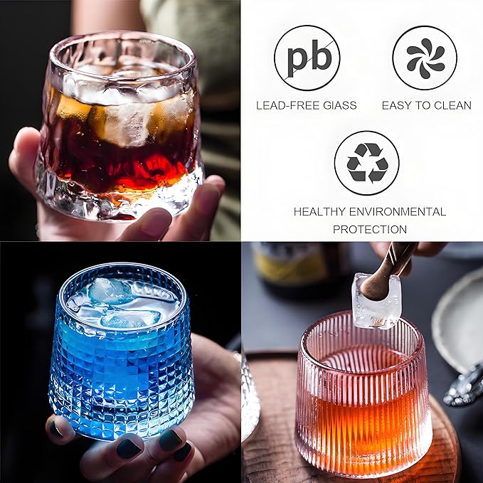 Flat bottom Crystal Whiskey Glasses, Small 5OZ Scotch Glasses Set of 3, Old Fashioned Glasses,Heavy Bottom Rocks Glasses for Drinking Bourbon, Rock,Cocktails（Small Size）