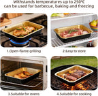 Aluminum Foil Pans, Extra Heavy Duty Disposable Aluminum Baking Pans, 14.57"×10.63" Steam Table Pans for Cooking, Heating, Storing, Prepping Roasting and Chafing (5 Pack Black and Gold)