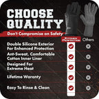 KITCHEN PERFECTION XL Silicone Smoker Oven Gloves-Extreme Heat Resistant BBQ Gloves-Handle Hot Food Right on Your Grill Fryer&Pit|Waterproof Grilling Cooking Baking Mitts|Superior Value Set+3 Bonuses